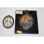 A small miniature portrait of a Gainsborough type