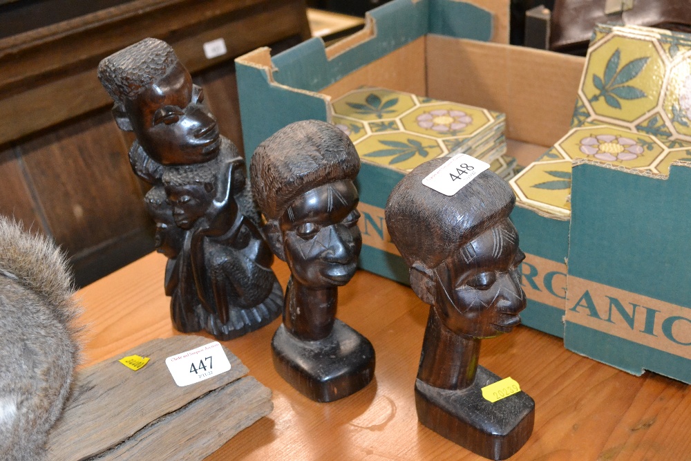 Three Ethnic wooden busts