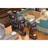 Three Ethnic wooden busts