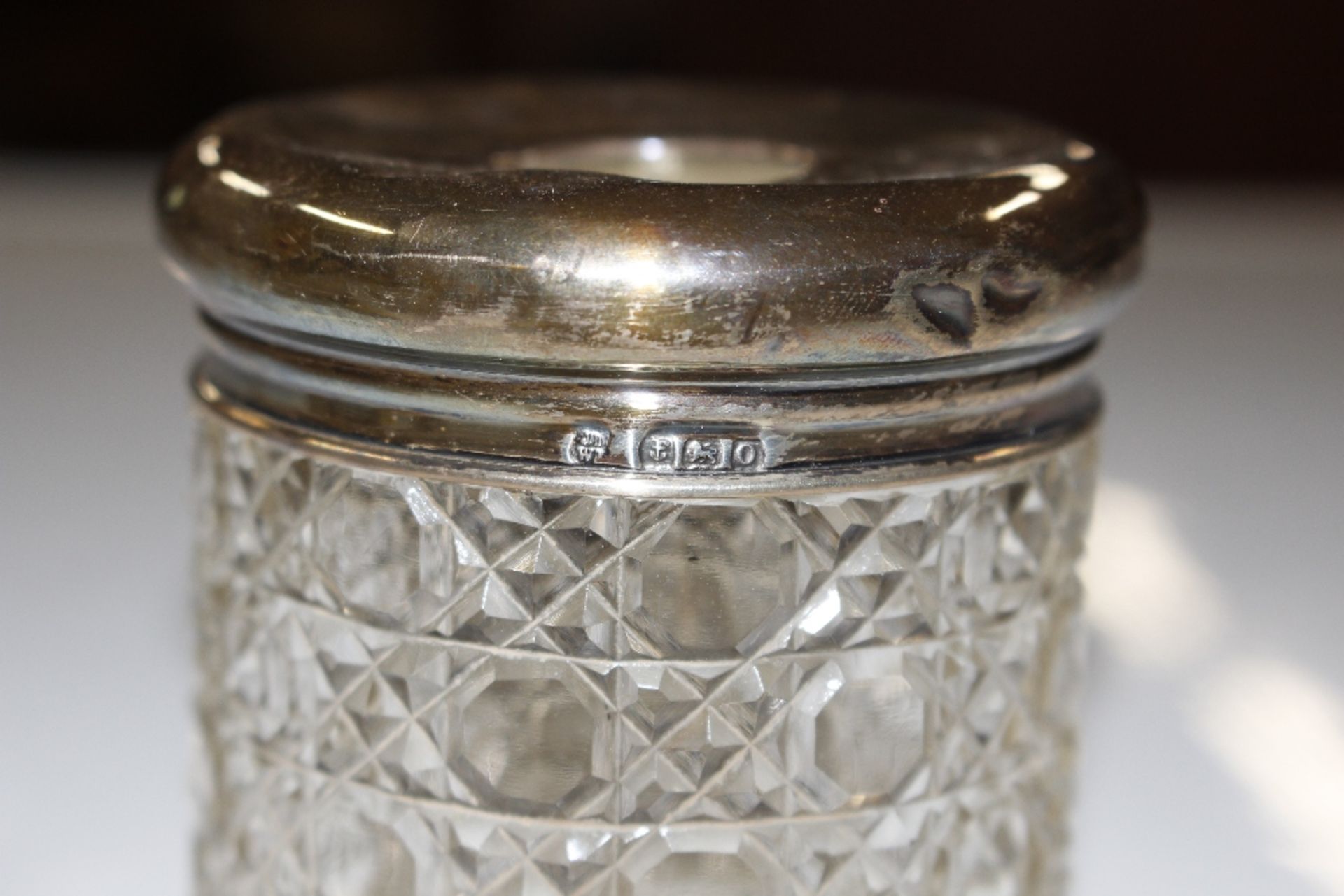 A cut glass and silver mounted hair tidy; a cut gl - Image 5 of 10