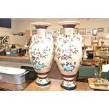 A pair of large Japanese floral decorated baluster