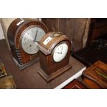 An oak cased French mantel clock