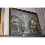 An oil on canvas, continental street scene