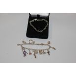 A Sterling silver charm bracelet and one other rol