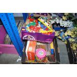 Two boxes of various children's toys and puzzles