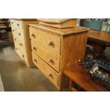 A stripped pine chest fitted three drawers