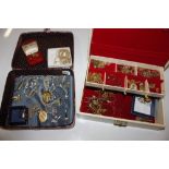 Two jewellery boxes and contents of costume jewell