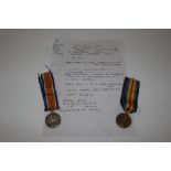 A pair of WW1 medals awarded to Pvt. G.W. Heath Su