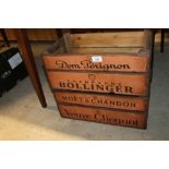 A pair of wooden Champagne advertising boxes