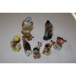 Seven various porcelain bird ornaments including