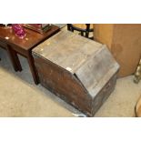 A pine storage box marked A.B. Edwards Harlow