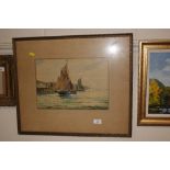 A.D. Bell 1954, watercolour study of sailing vesse