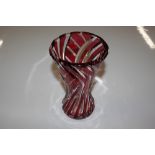 A heavy pink glass vase signed by Val St. Lambert