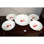 Five John Lewis serving bowls decorated with tomat