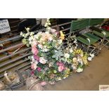 A collection of artificial flowers