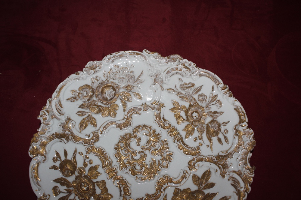 A large Meissen plate with raised gilt floral decoration, 31cm dia. - Image 2 of 6