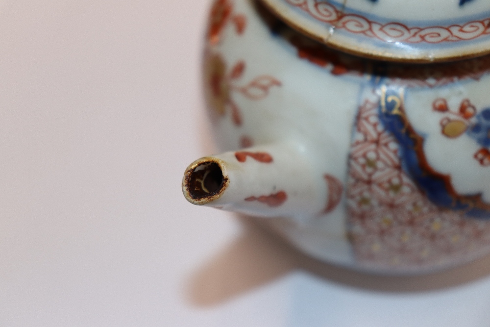 An 18th Century Chinese Imari tea pot with metal spout; and a similar example AF (2) - Image 9 of 12