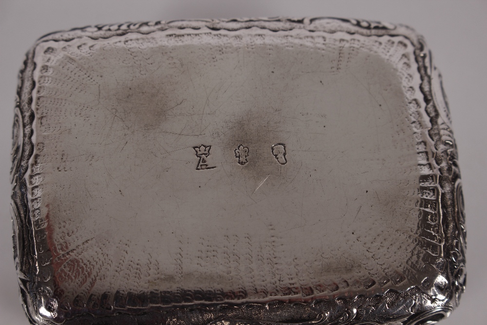 A near pair of 19th Century continental silver table snuff boxes decorated in the Rococo style, - Image 5 of 6