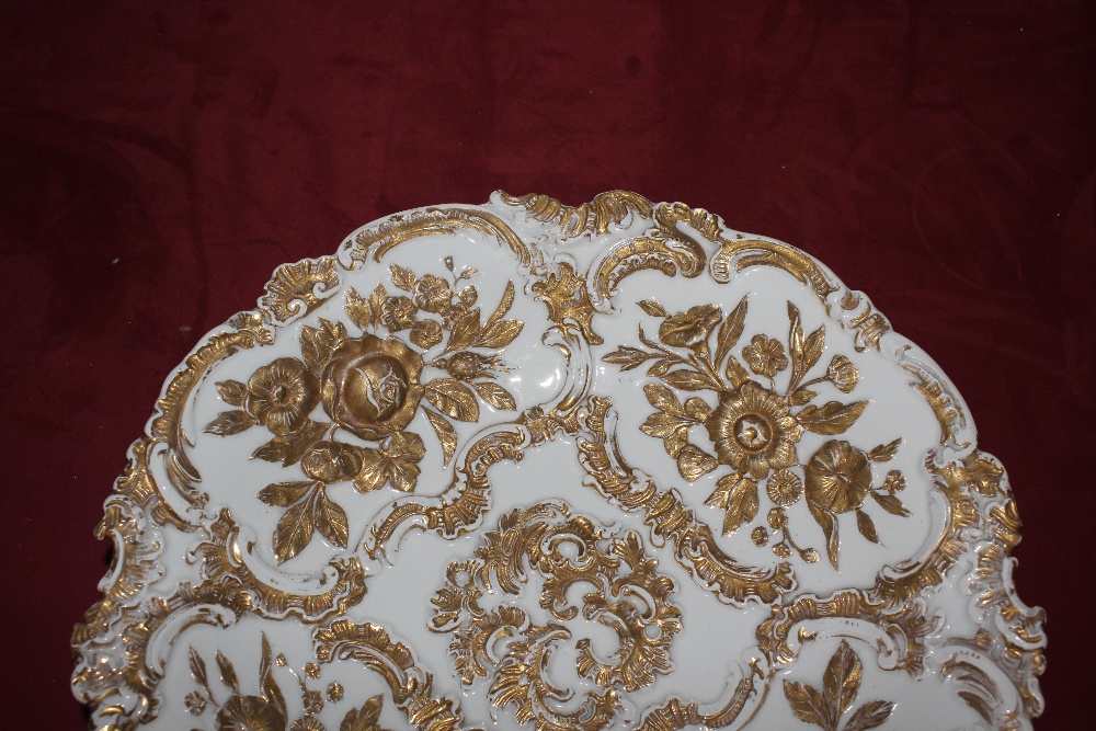 A large Meissen plate with raised gilt floral decoration, 31cm dia. - Image 3 of 6