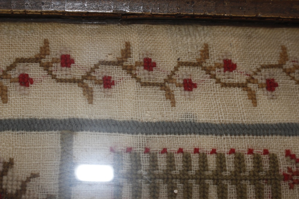 A Victorian sampler, worked by Jane Woodman Aged 14 Years, 1837, decorated with a house, trees - Image 4 of 10