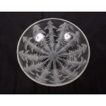 A Lalique glass bowl, having frosted leaf decoration, stamped R. Lalique France to the base, 24cm