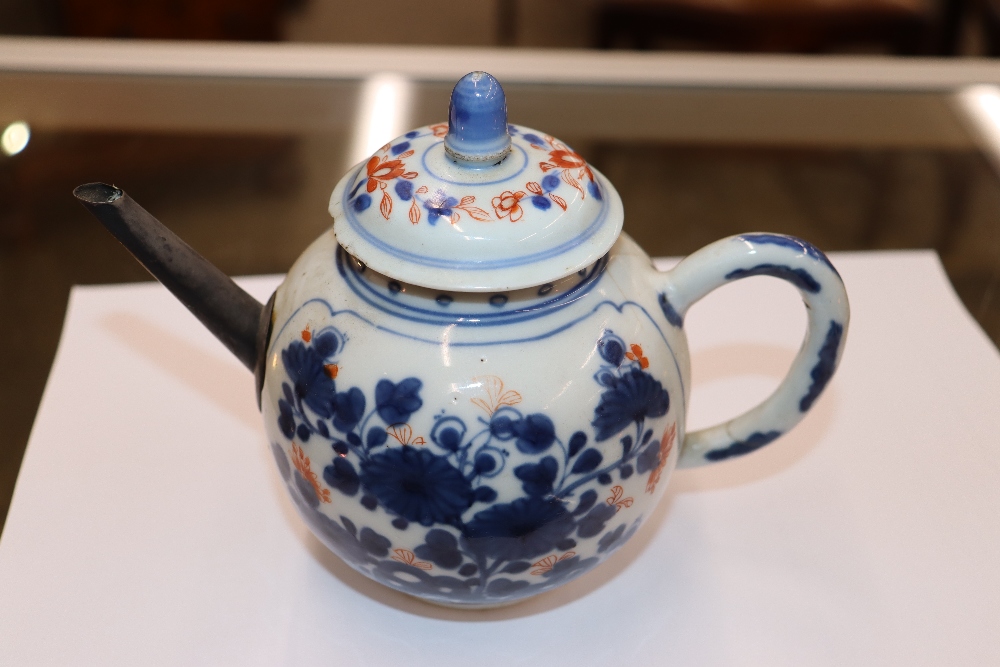 An 18th Century Chinese Imari tea pot with metal spout; and a similar example AF (2) - Image 4 of 12