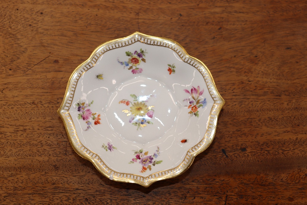 A Meissen floral decorated part tea set, four similar side plates; a 19th Century Dresden basket - Image 6 of 15