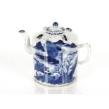 Four pieces of 19th Century Chinese blue and white porcelain, to include a wine pot, two spoons
