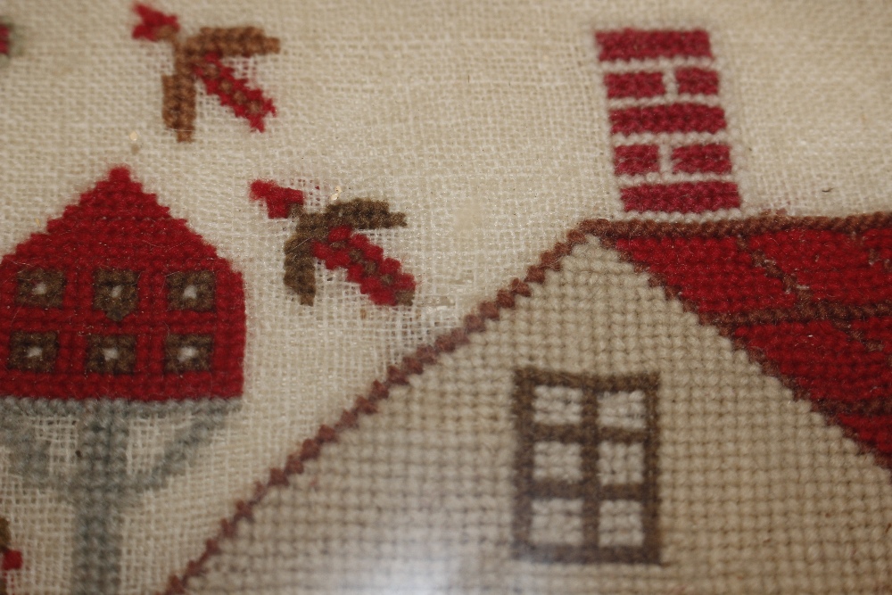 A Victorian sampler, worked by Jane Woodman Aged 14 Years, 1837, decorated with a house, trees - Image 9 of 10