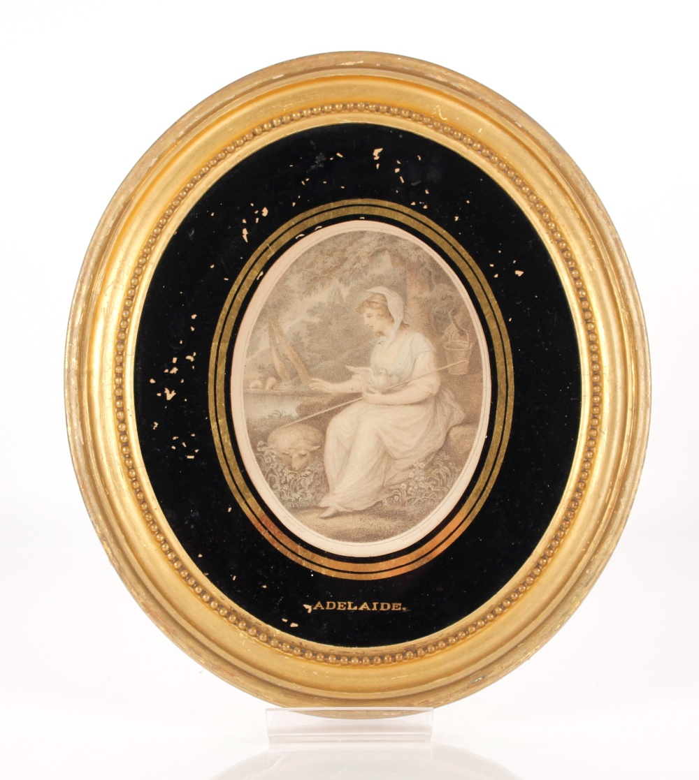 After Bartolozzi, a pair of coloured engravings entitled "Aldelaide" and "Fonrose" ovals in Verre - Image 2 of 2