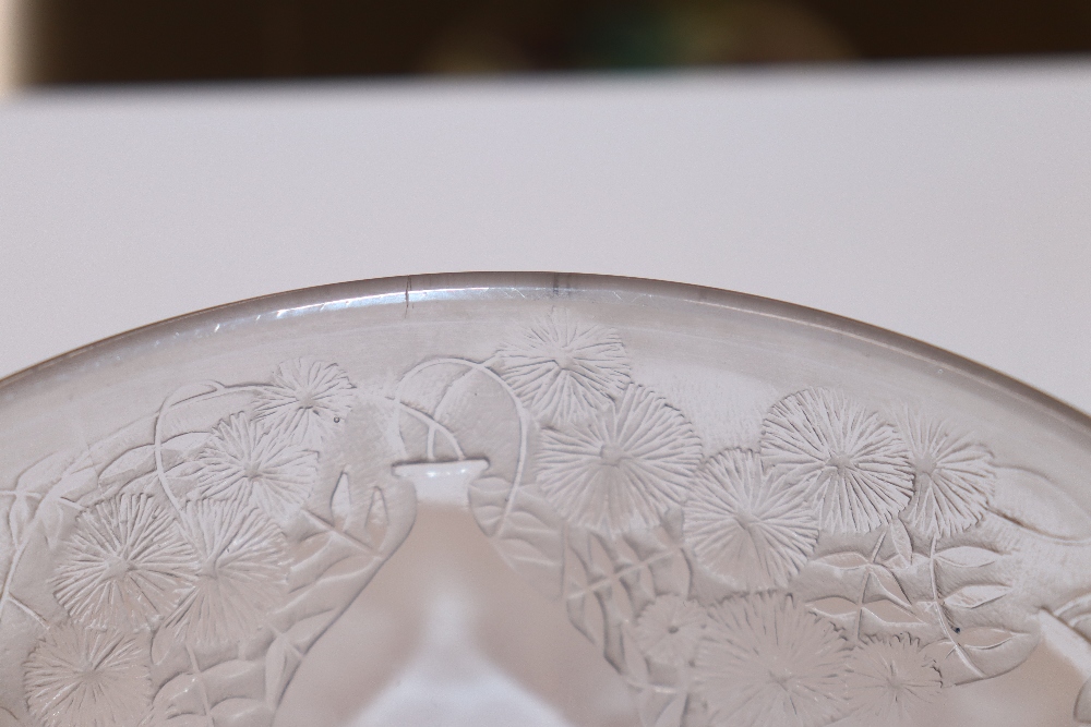 A small Lalique glass bowl, with leaf decoration, stamped R. Lalique France No.3290 to the base, - Image 3 of 3