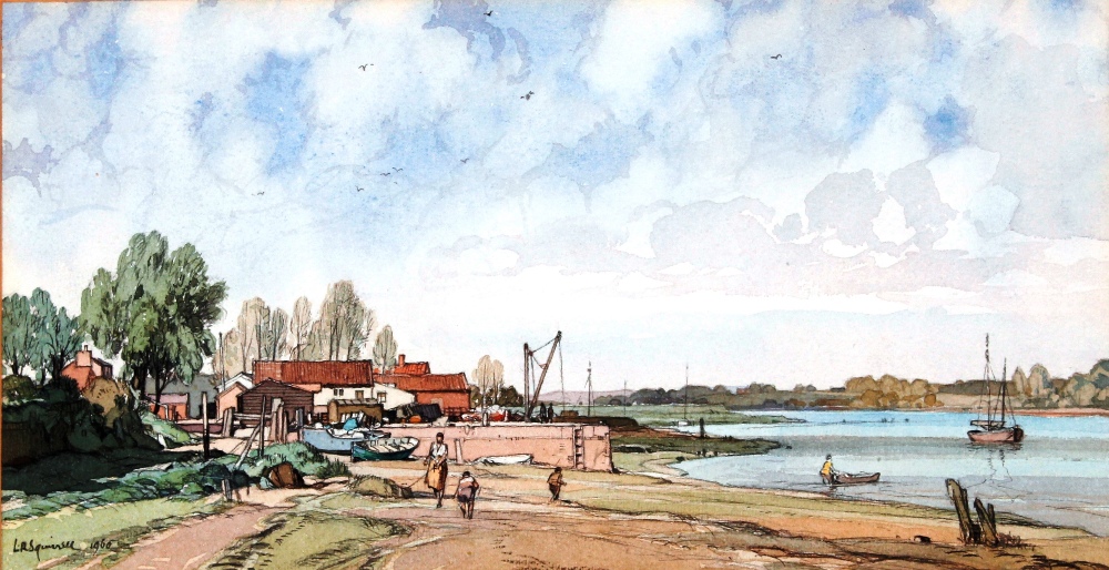 Leonard Russell Squirrell 1893-1979, study of the Quay Waldringfield signed watercolour, dated 1960.