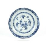 An 18th Century Chinese porcelain blue and white shallow dish, collector's label verso Lavitt