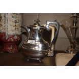 A 1924 silver plated coffee pot by Walker & Hall