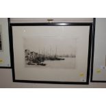 Indistinctly signed pencil signed etching of a har