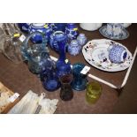 A small quantity of coloured glassware to include