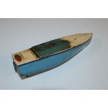 A Hornby Racer 1 clockwork tin boat - lacking key