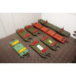 Seven vintage Hornby "O" gauge trailers