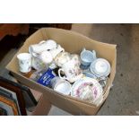 A box of various sundry glass and china to include