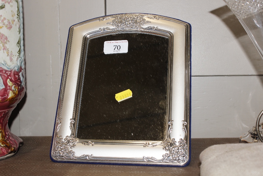 A plated framed mirror / photo frame marked MC Ag