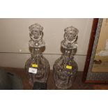 A pair of large Victorian glass decanters