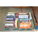 Two boxes of various books to include Penguin book