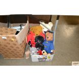 A box of various soft toys to include Paddington B