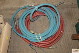 Two air hose lines with quick release fittings