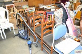 Three pine bar back dining chairs