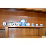 A collection of Japanese lustre coffeeware; a blue