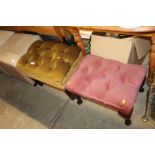 Two button down upholstered footstools