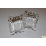 A pair of Waterford glass photo frames