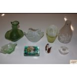 A collection of art glassware to include vases, sw