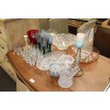 A quantity of various table glassware